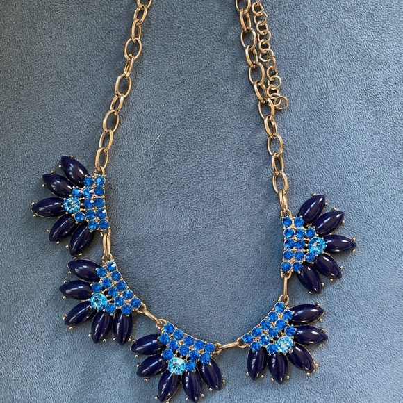 J Crew Blue Flower Statement Necklace - Picture 2 of 3